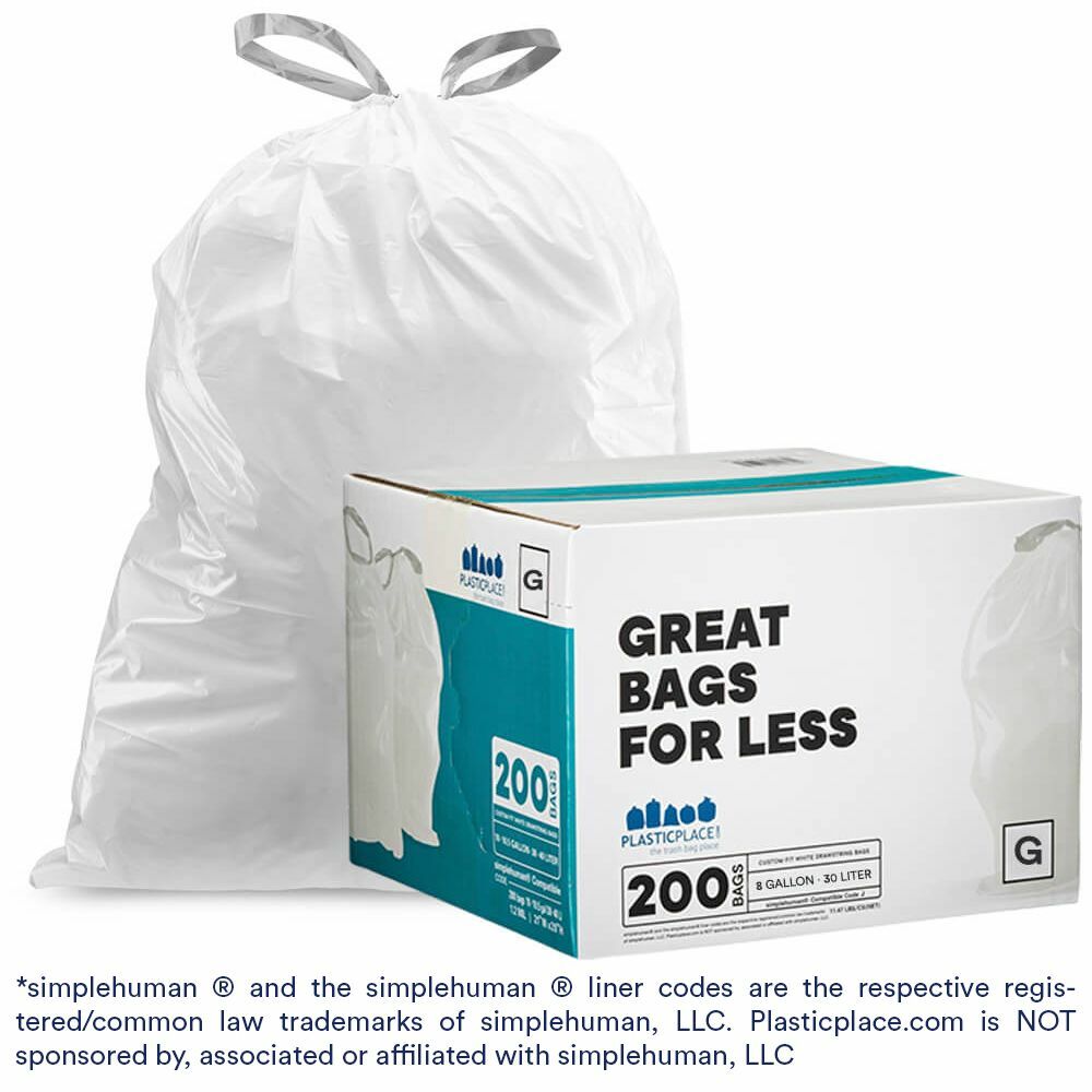 Plasticplace Custom Fit Trash Bags Compatible with simplehuman Code G, 200 Count gallery