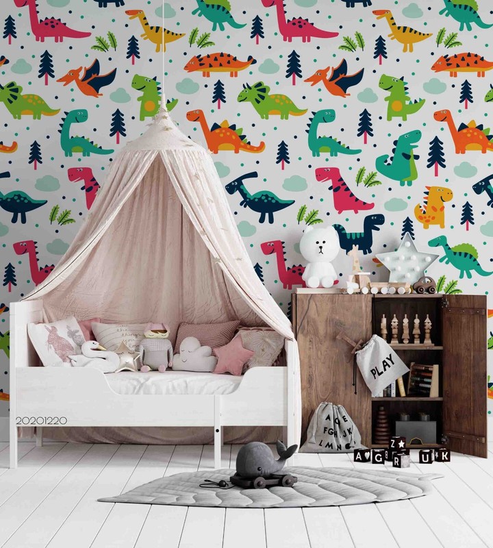 3D Dinosaur Tree Cartoon Pattern Wallpaper Wall Murals Removable Wallpaper gallery
