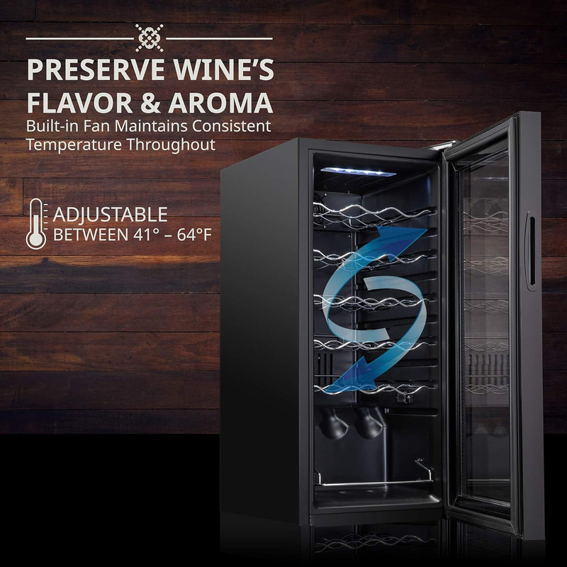 18 Bottle Compressor Wine Cooler Refrigerator W/Lock, Large Freestanding Wine Ce gallery