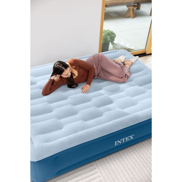 INTEX MID RISE HEXBEAM 14" ELECTRIC PUMP QUEEN AIR MATTRESS - DARK BLUE DENIM gallery
