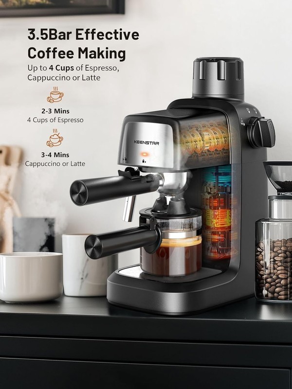 Espresso Machine Coffee Maker Cappuccino Latte Milk Frother 3.5Bar 800W gallery