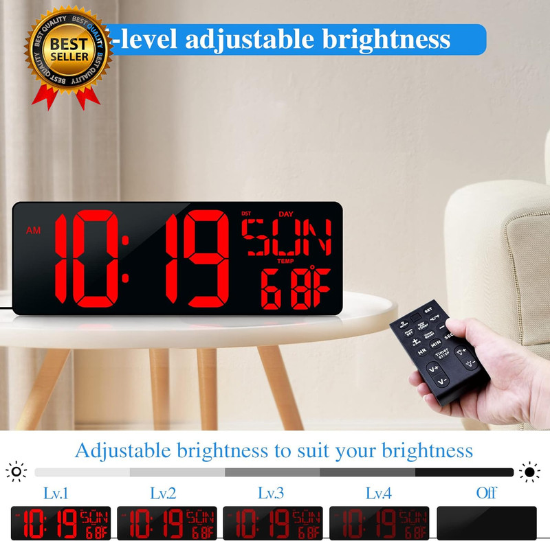 17.2" Large Digital Wall Clock Large Display with Remote Control | Timer with Te gallery