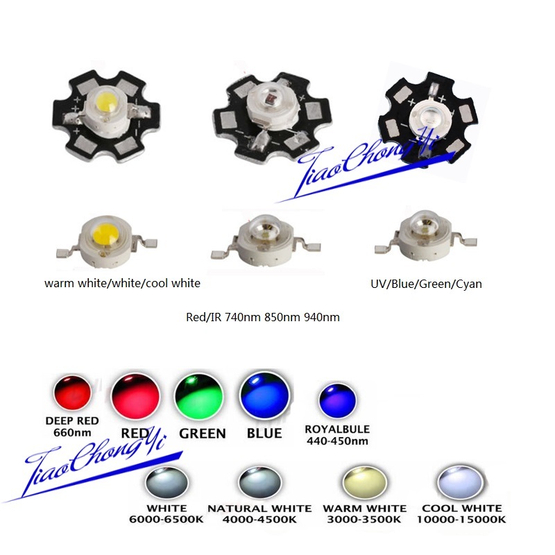 50PCS 3W watts High Power SMD LED COB Chip Lights Beads White Red Blue With PCB gallery