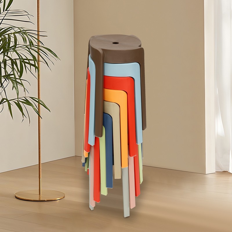 Plastic Stool Counter Kitchen Stools 18'' Set of 4 Backless Stackable Bar Stools gallery