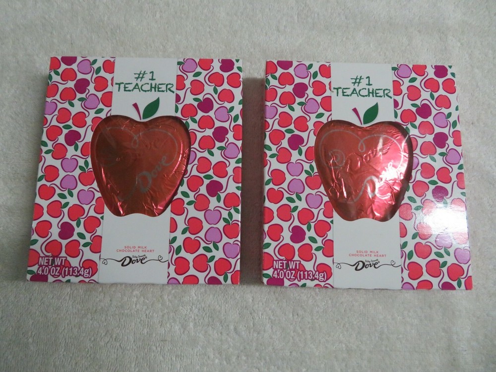 (2) Dove Silky Smooth Solid Milk Chocolate Apples #1 Teacher 4 Oz Each #O
