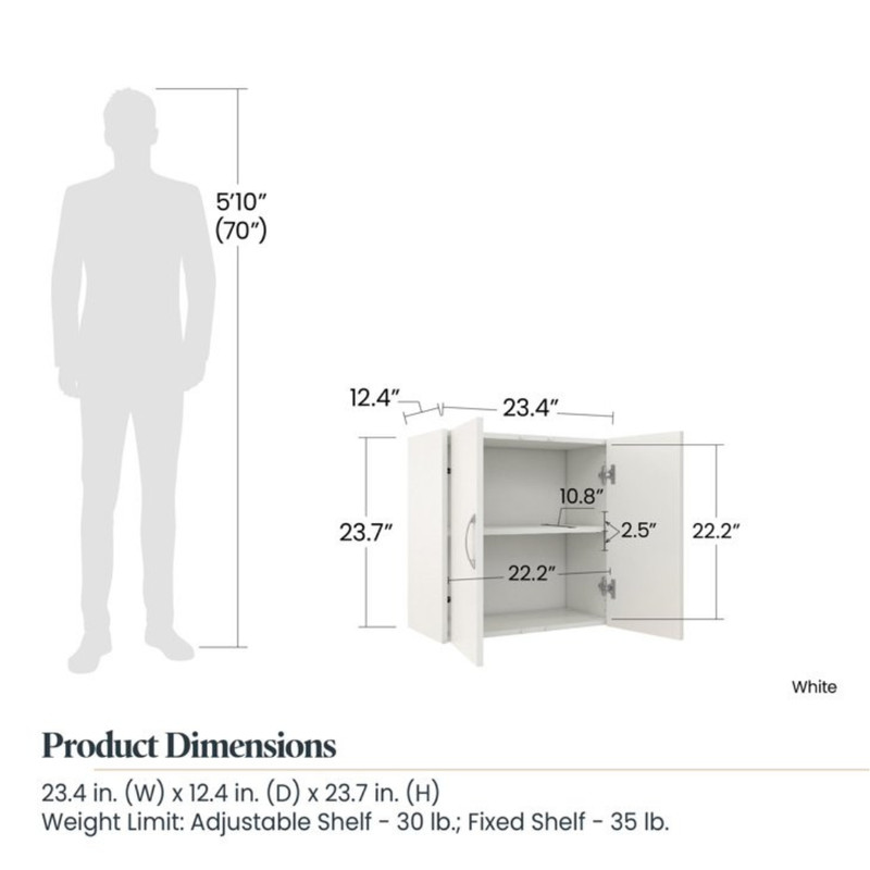 Systembuild Evolution 24" x 24" Wall Mounted Cabinet White Utility Room Storage gallery