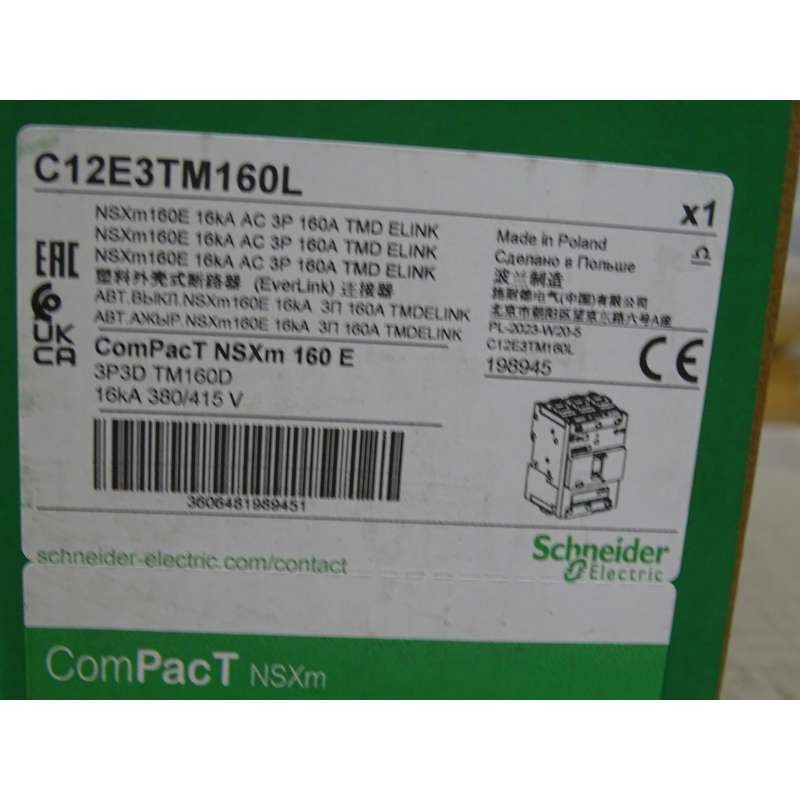 C12E3TM160L Compact NSXm E Switch (16 KA At 415 VAC), 3P 3D, 160 A Connector gallery