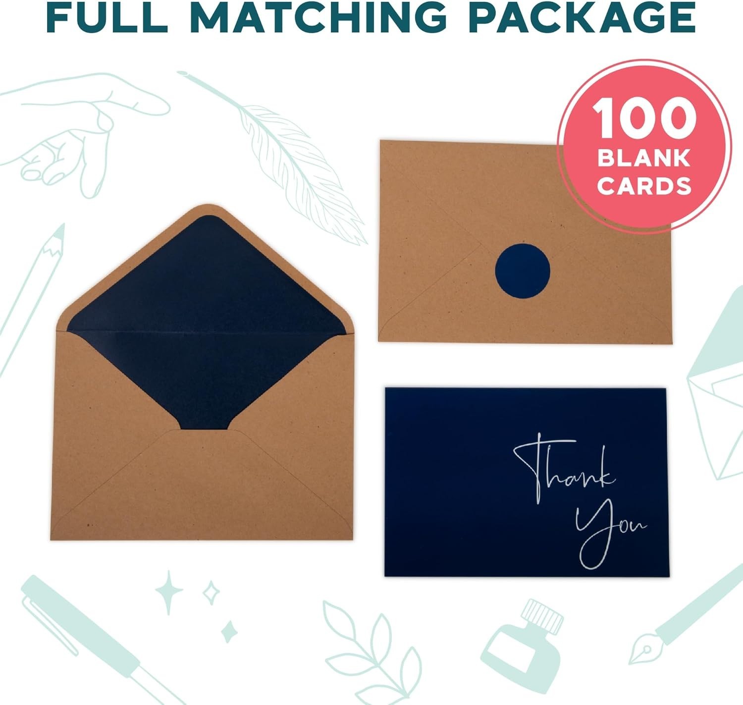 Thank You Cards With Envelopes Bulk Set & Stickers - 100 Pack 4x6 Blank Thank... gallery