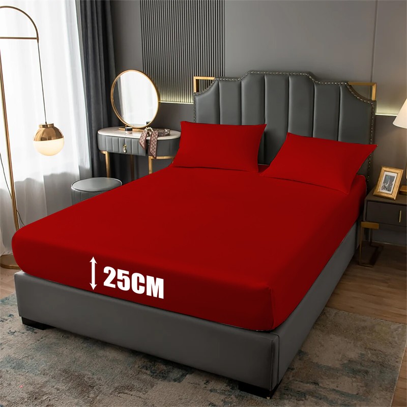 Extra Deep 25cm Full Fitted Sheet Bed Sheets Single Double King Size Pillowcases gallery