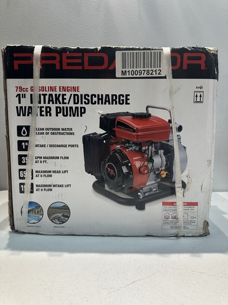 Predator 1 in. 79cc Gasoline Engine Clear Water Pump 35GPM Drain Pool Irrigation