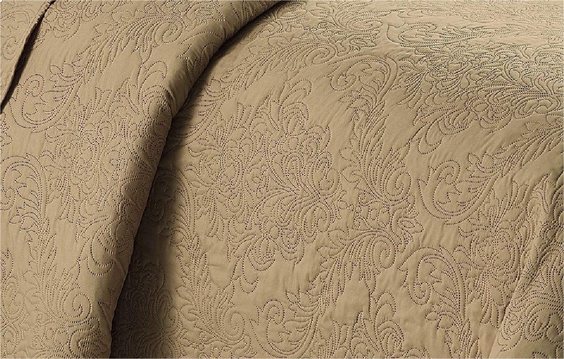 Over Size Elegant Embossed Bedspread Set Light Weight Solid Color New Taupe King gallery