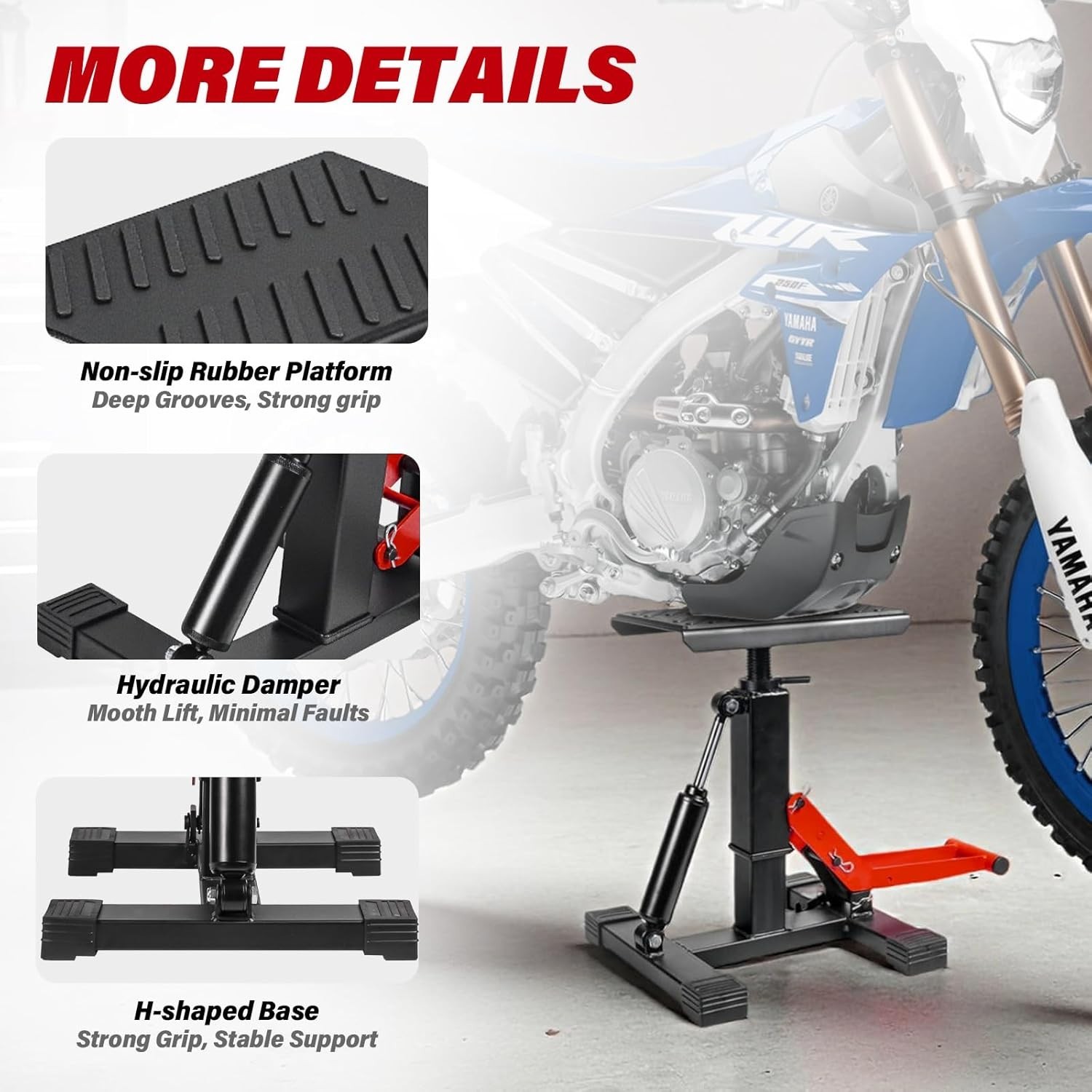 Motoroff Adjustable Dirt Bike Stand & Powersport Jack 1000LBS Capacity Black gallery