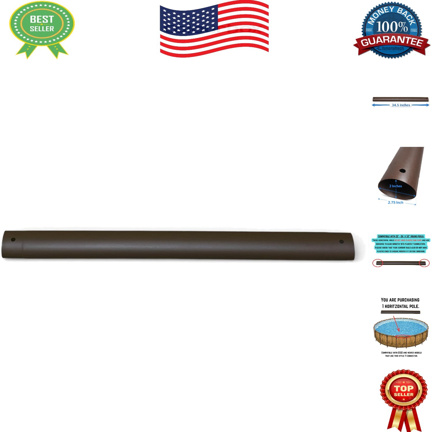 Robust Oval Steel Pool Support Pole - Compatible with Bestway & Coleman Models gallery