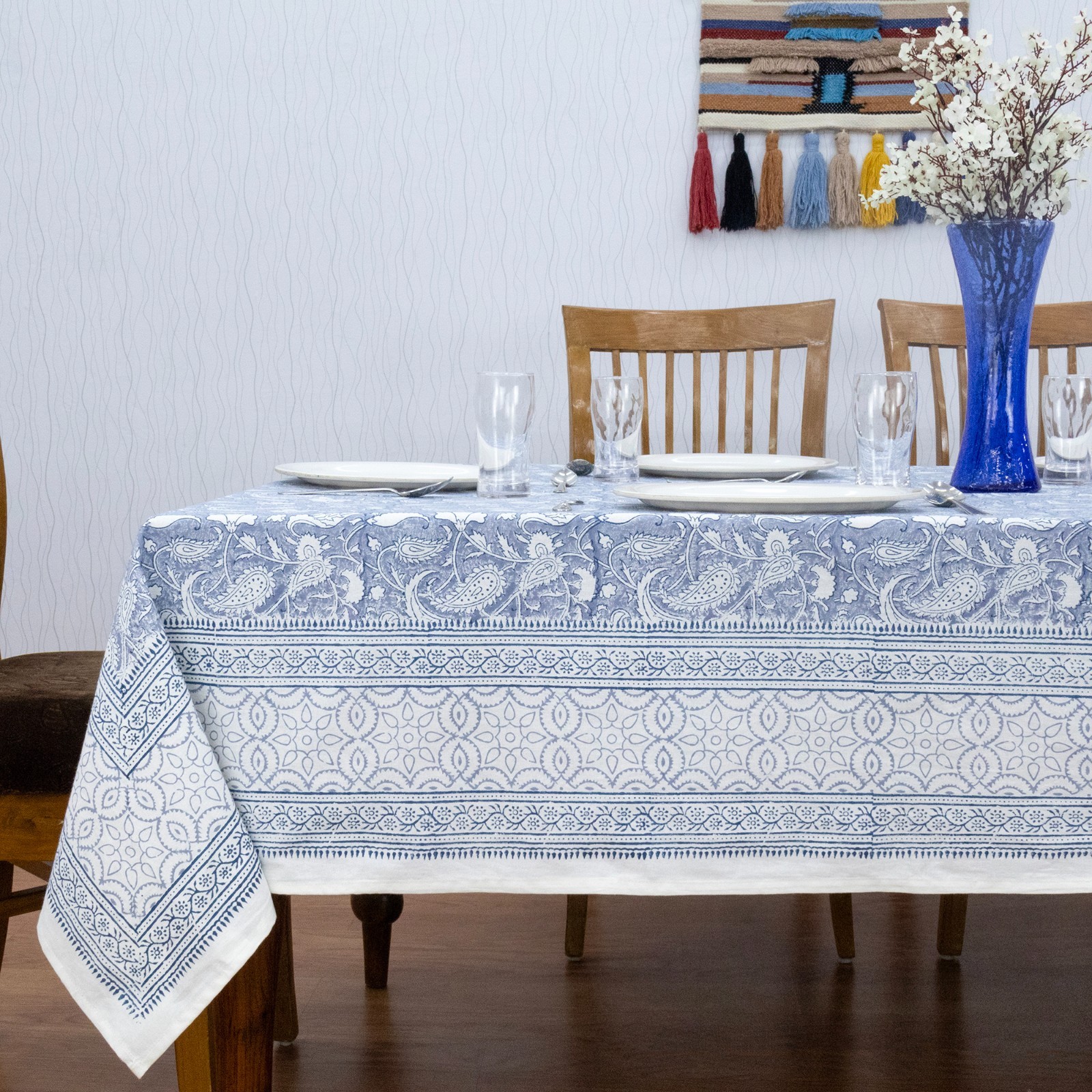 Hand Block Printed Tablecloth Cotton Table Cover Gift for Her Dining Tablecloth gallery
