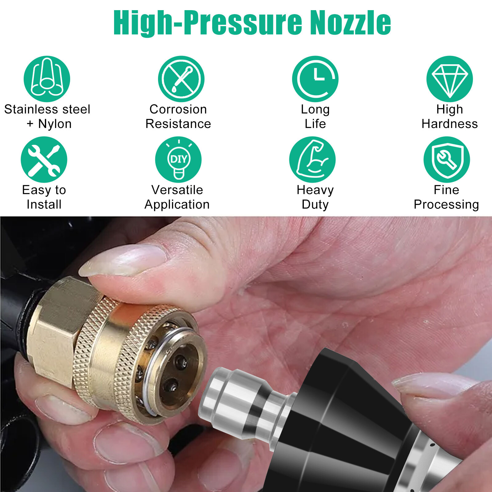 1/4Inch High-pressure Nozzle Sewer Cleaning Tool 1 Front 6 Rear Jet Pipe Cleaner gallery