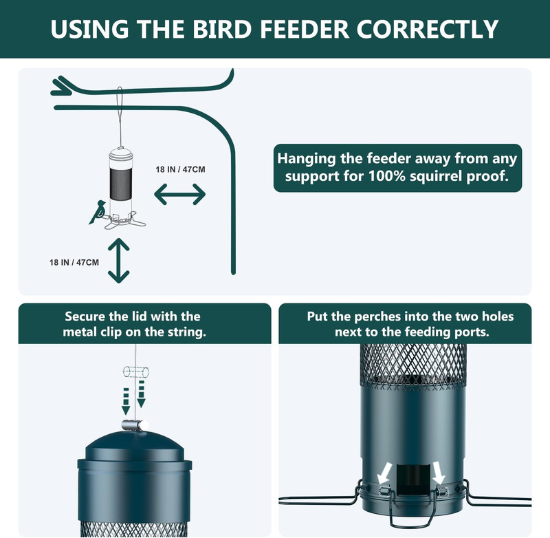 Bird Feeders for Outdoors Squirrel Proof with Weight-Activated Perches, Hanging gallery
