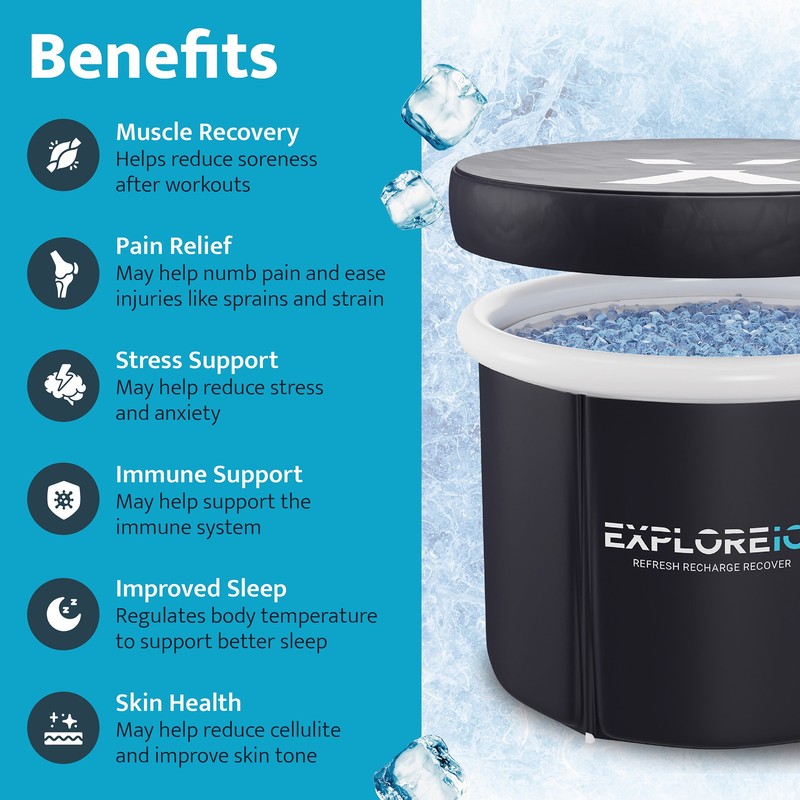 Explore Ice Bath Pro Max Extra Large Athlete Cold Plunge Bath Tub, Black/White gallery