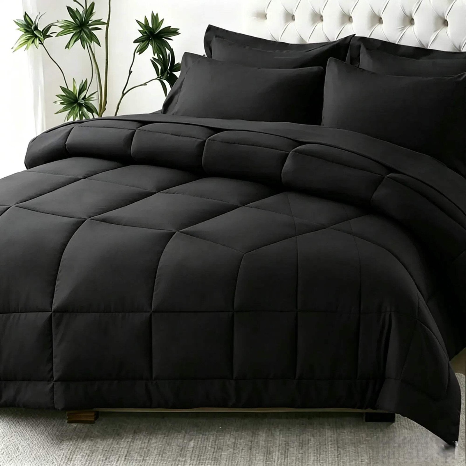 Black Bedding Comforter Set 2 & 3 Piece Soft Microfiber Twin Queen King Size gallery