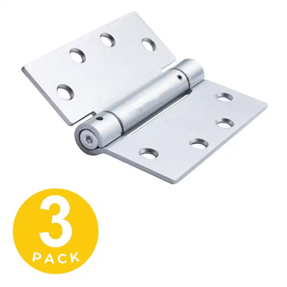 4.5 In. X 4.5 In. Brushed Chrome Full Mortise Spring Squared Hinge with Non-Remo gallery