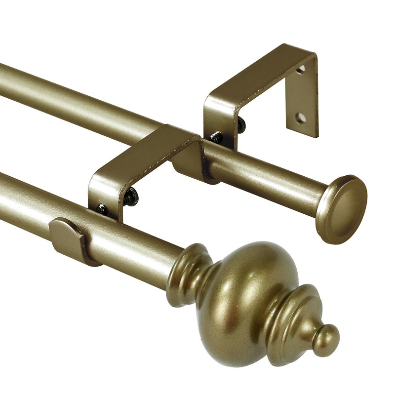 5/8" Round Urn Adjustable Double Drapery Curtain Rod, 28"-48"/48"-84",84"-120" gallery