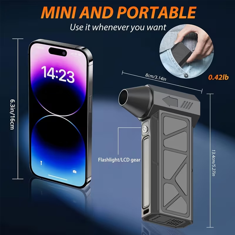 Mini Turbo Air Blower, Wireless Dust Cleaner for PC, Car & Home gallery