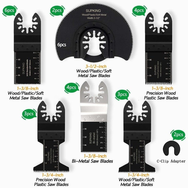 24Pc Oscillating Tool Blades, Professional Titanium Universal Multitool Blades f gallery