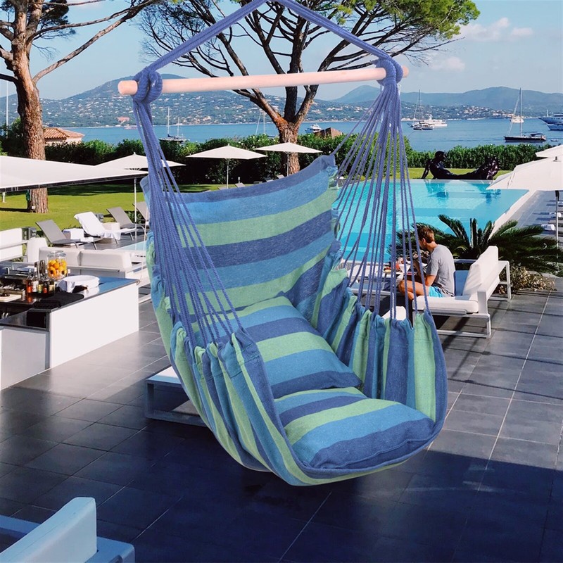 Hammock Chair Hanging Rope Swing Max 500 Lbs, 2 Cushions Included Indoor Outdoor gallery