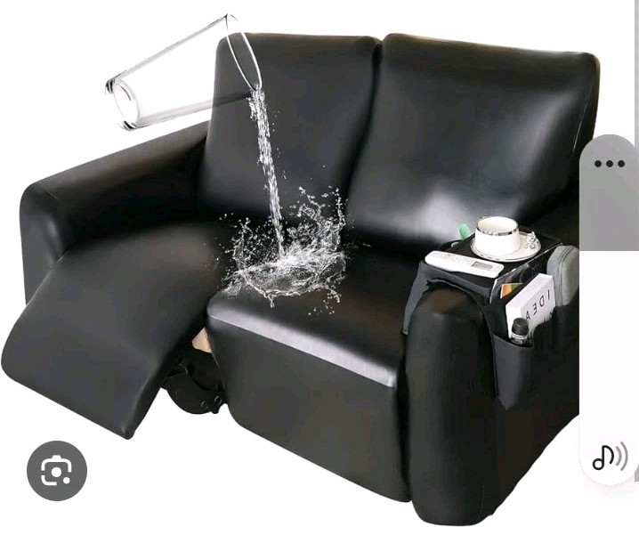 VHUUYF 2-Part Recliner Sofa Set - No Arms, Velvet, Washable, Black (6 pieces)... gallery