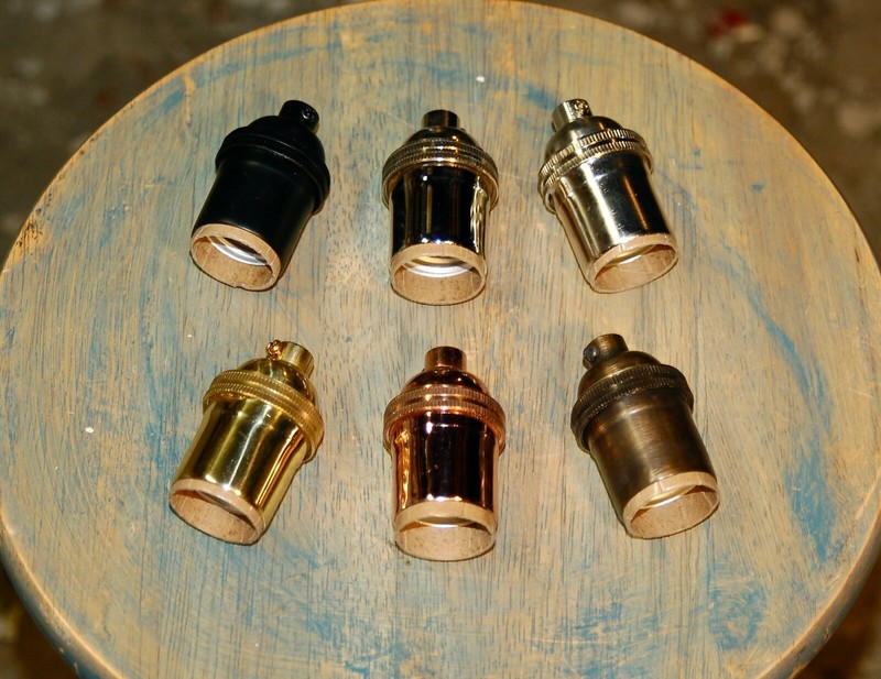 Solid Brass Light Socket, Keyless, Vintage Industrial Lamps Pendants, 6 Options gallery