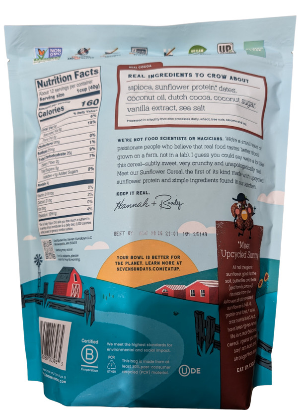 Seven Sundays Real Cocoa Sunflower Cereal 16 Ounce Bag EXP 08/2026 gallery