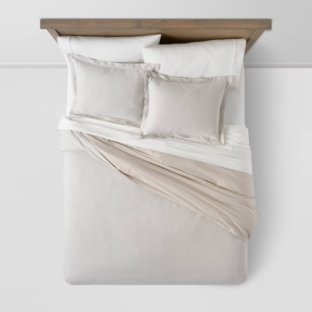 Threshold Cotton/Linen Duvet Cover Set Chambray Blend Fabric, Gray, Twin/TwinXL gallery