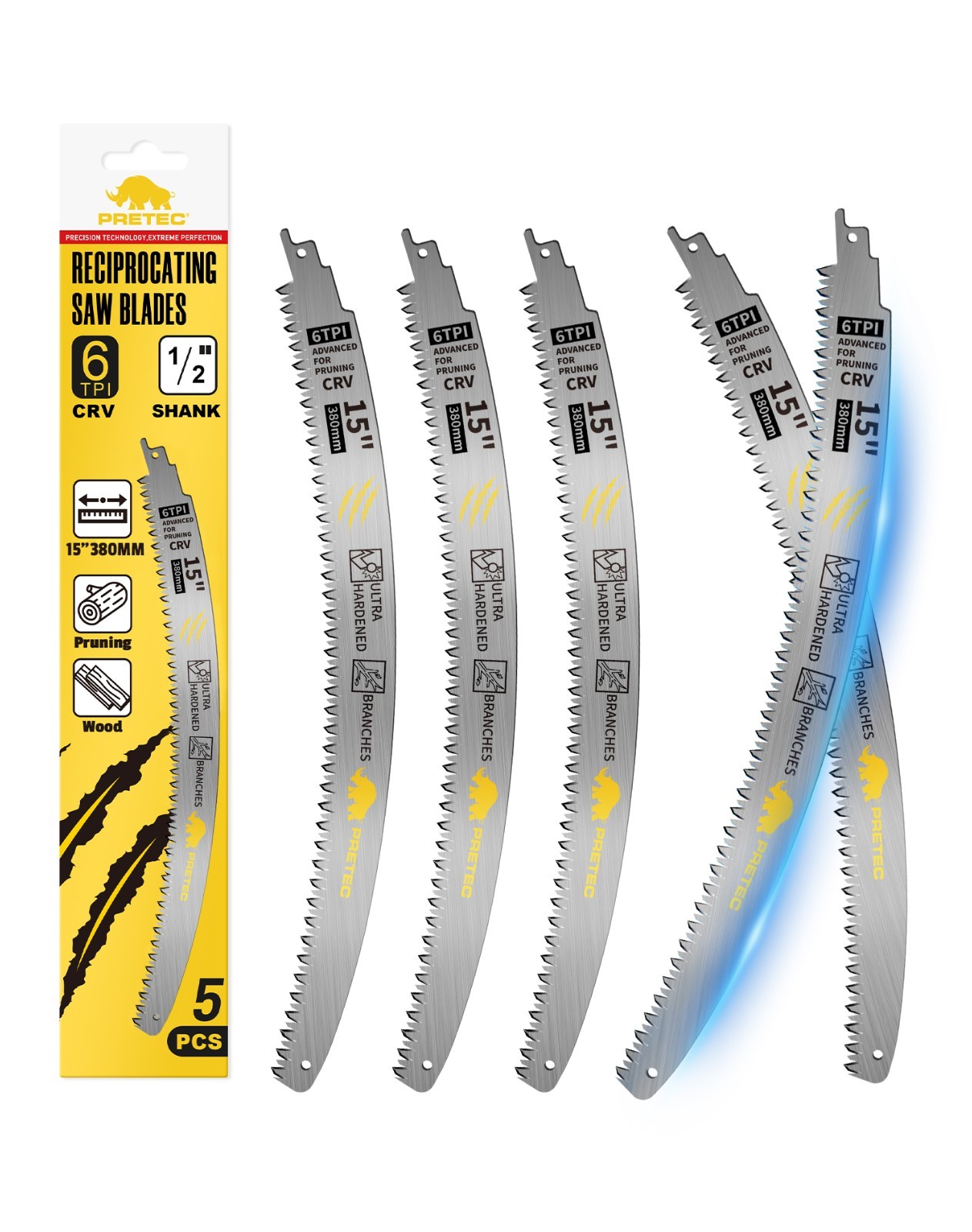 15" Reciprocating Saw Blades 5 Pack 6TPI Wood Pruning Japanese Teeth Heavy Duty gallery