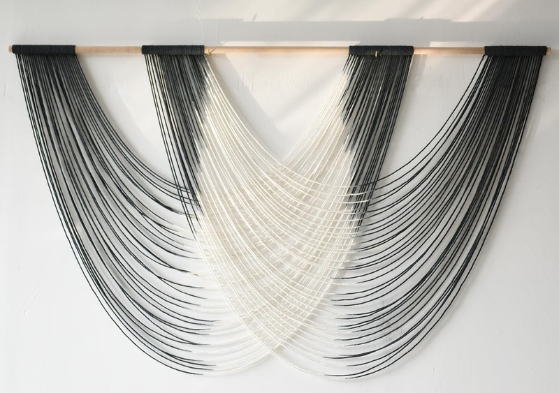 Large Macrame Wall Hanging Black Dip Dyed Fiber Wall Art Macrame Wall Decor B... gallery