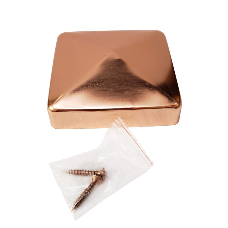 3.5" x 3.5" Solid Copper Pyramid Post Cap for True/Actual 3.5" x 3.5" Wood Po... gallery