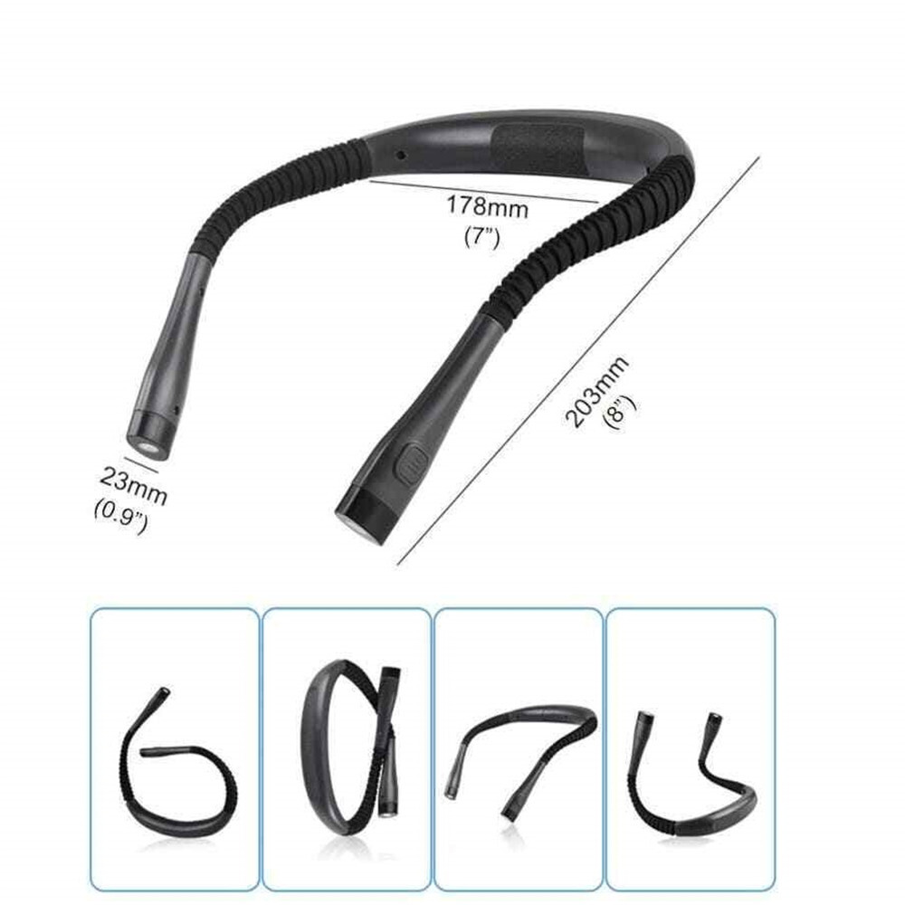 Black NEW Rechargeable LED Neck Light Book Light Reading in Bed Crafting Camping gallery