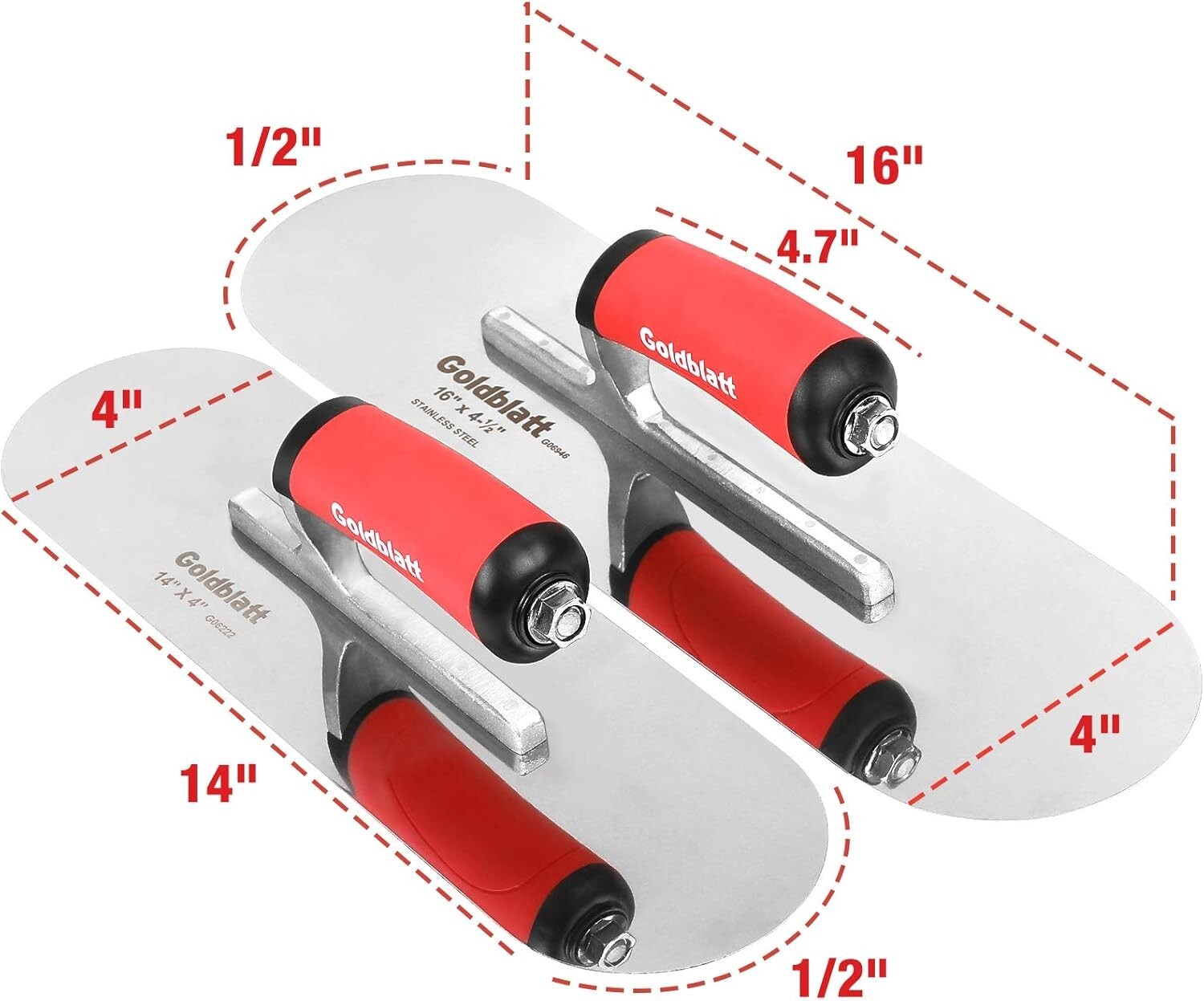 Goldblatt 2 Pieces Pool Trowel Stainless Steel with Soft Grip Handle Round End gallery