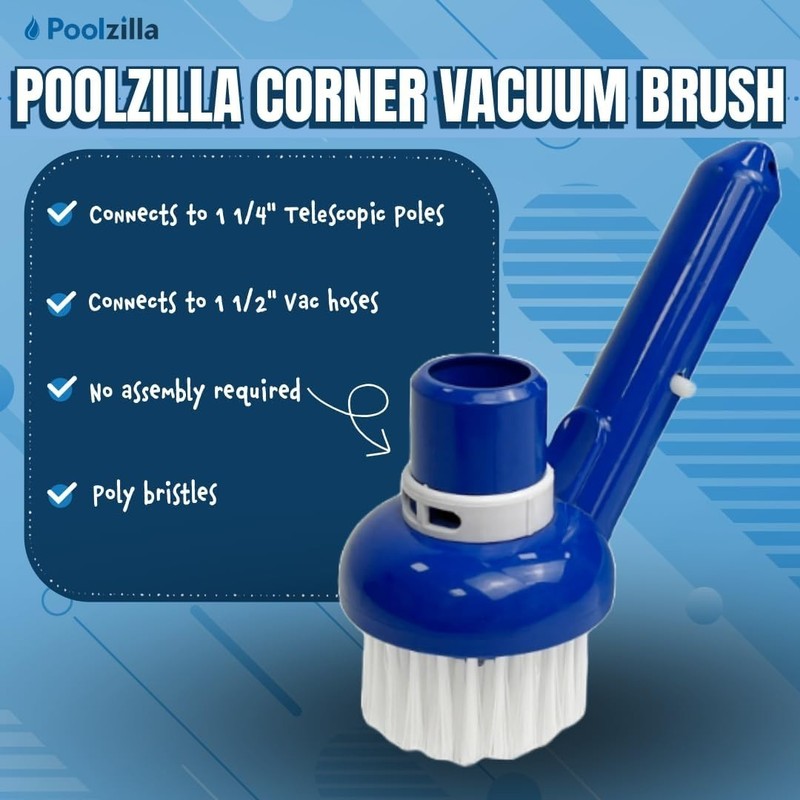 Pool Corner Vacuum Brush with Adjustable Ring for Concrete Vinyl Pools gallery
