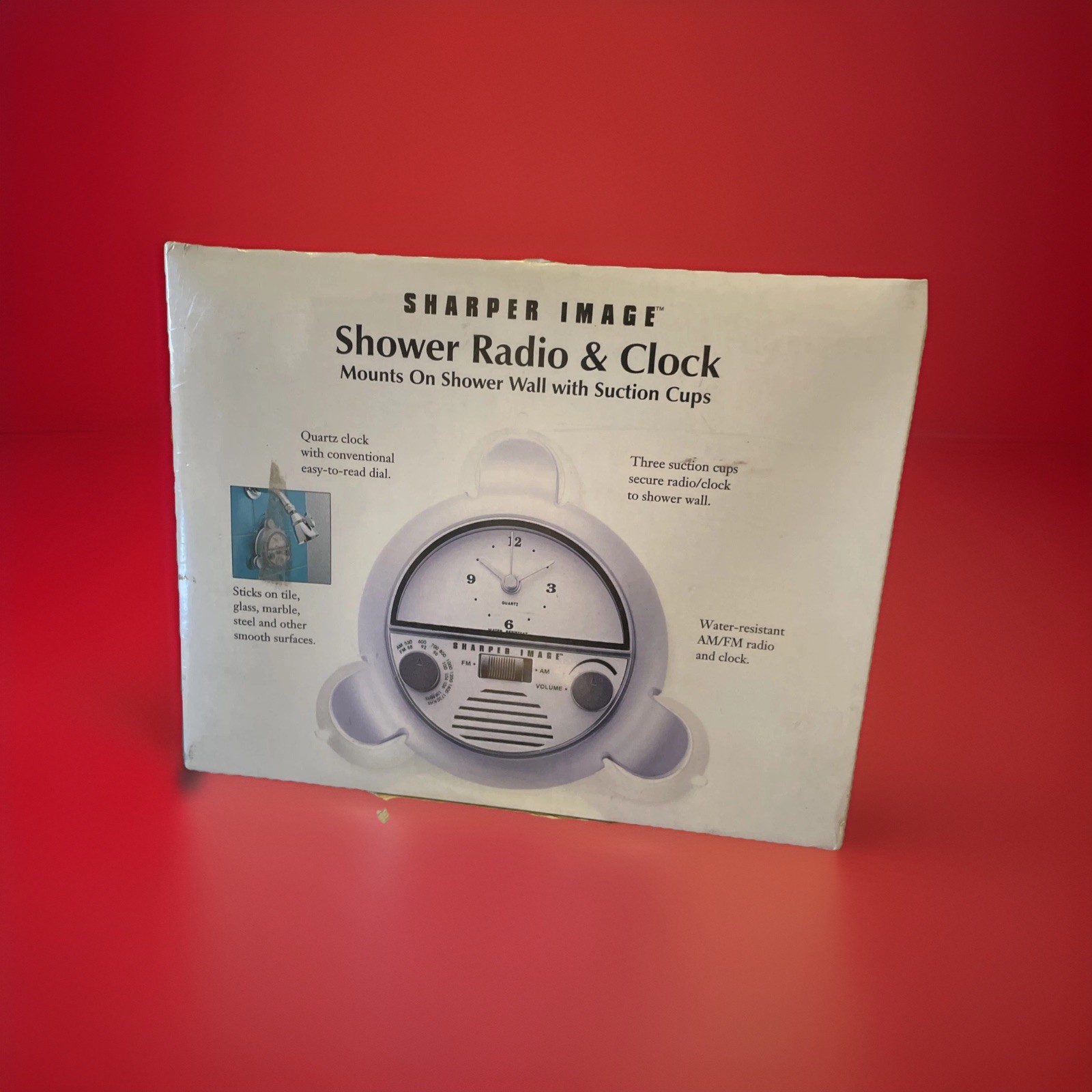 Sharper Image, Shower Radio, & Clock Mount On Shower Wall With Suction Cups NIB gallery