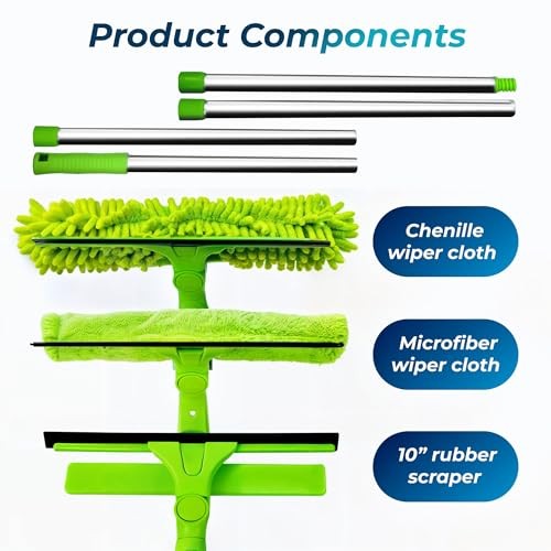 Professional Window Squeegee for Window Cleaning, 2 in 1 Rotatable 62 inches gallery