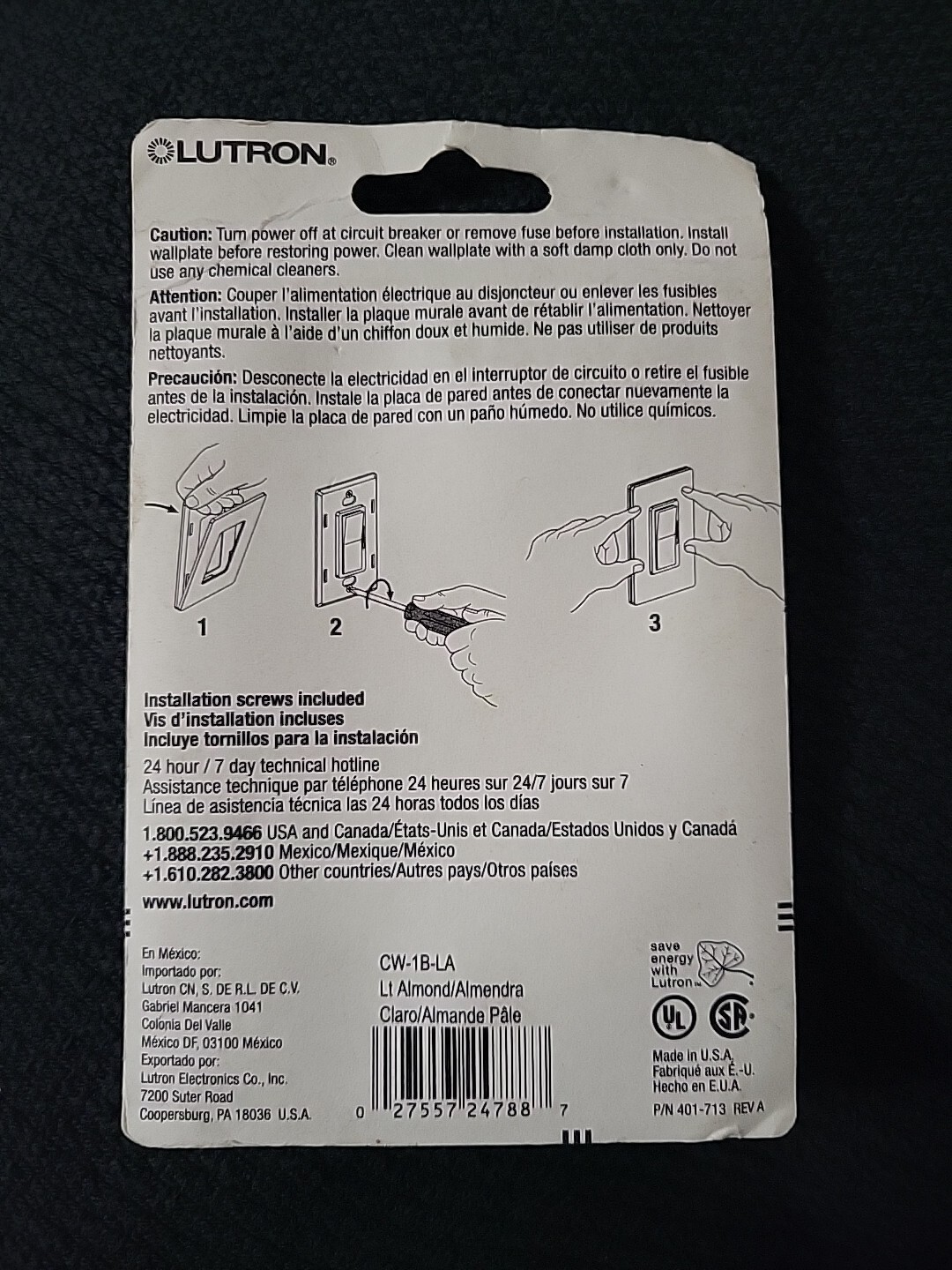lutron Claro Lt. Almond wallplate no visible screws Gloss gallery