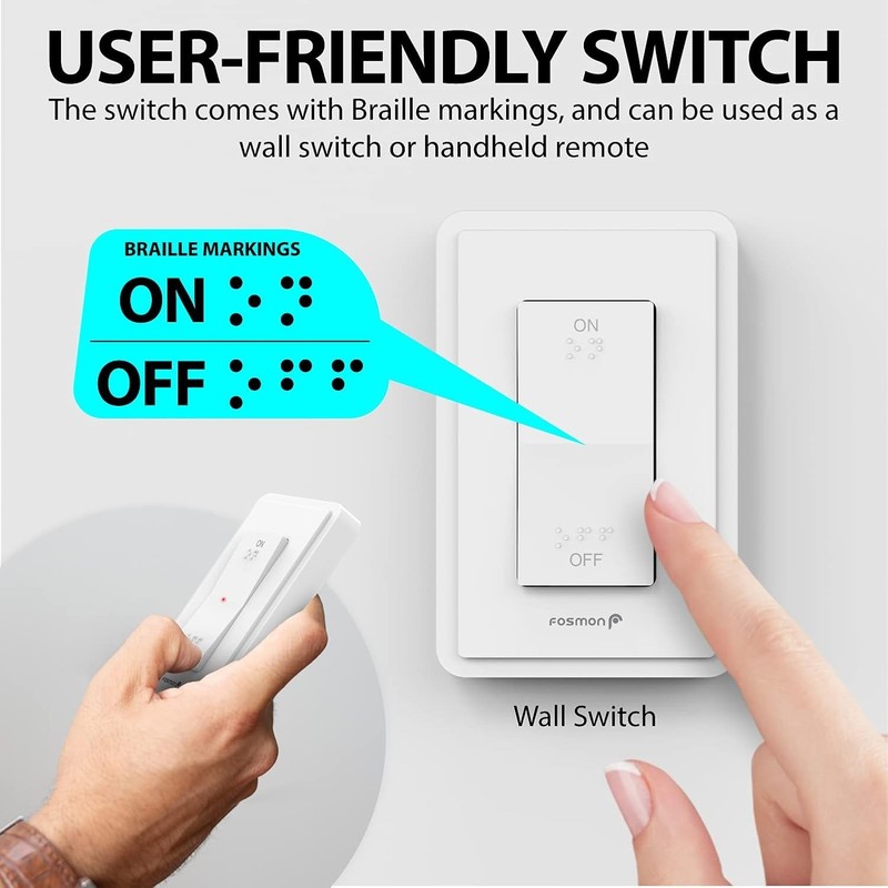 Effortless Light Control with 2 Pack Wireless Remote Control Outlet 15A, 1875W gallery