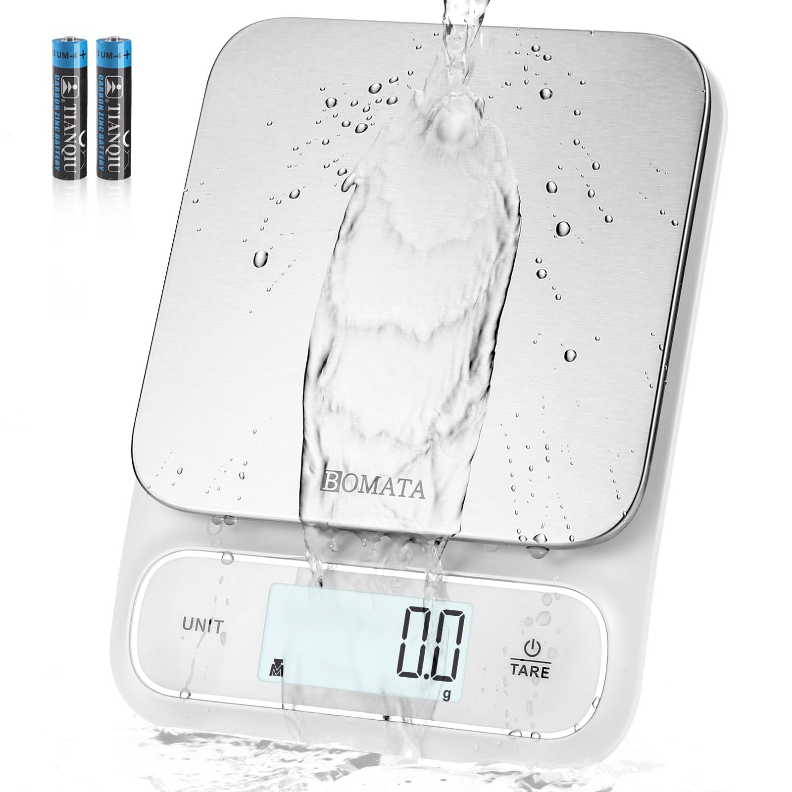 White IPX6 Waterproof Kitchen Scale 5kg 11lb High Precision Digital Backlight gallery