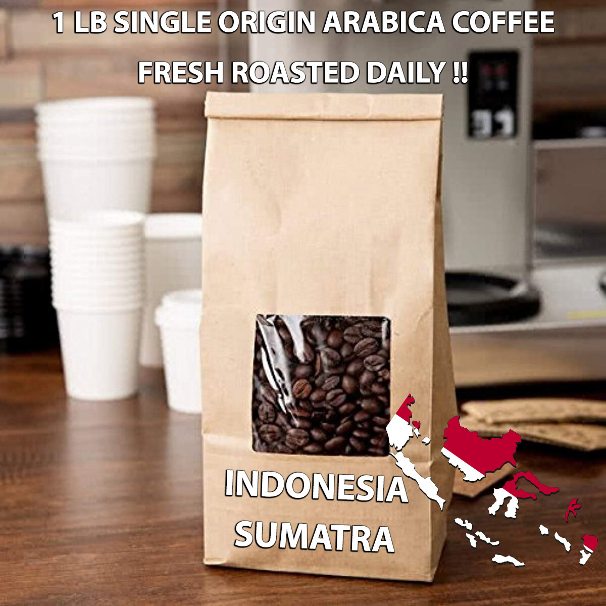 1 LB INDONESIA SUMATRA MANDHELING SAMPLE ROASTED COFFEE WHOLE BEAN, GROUND gallery
