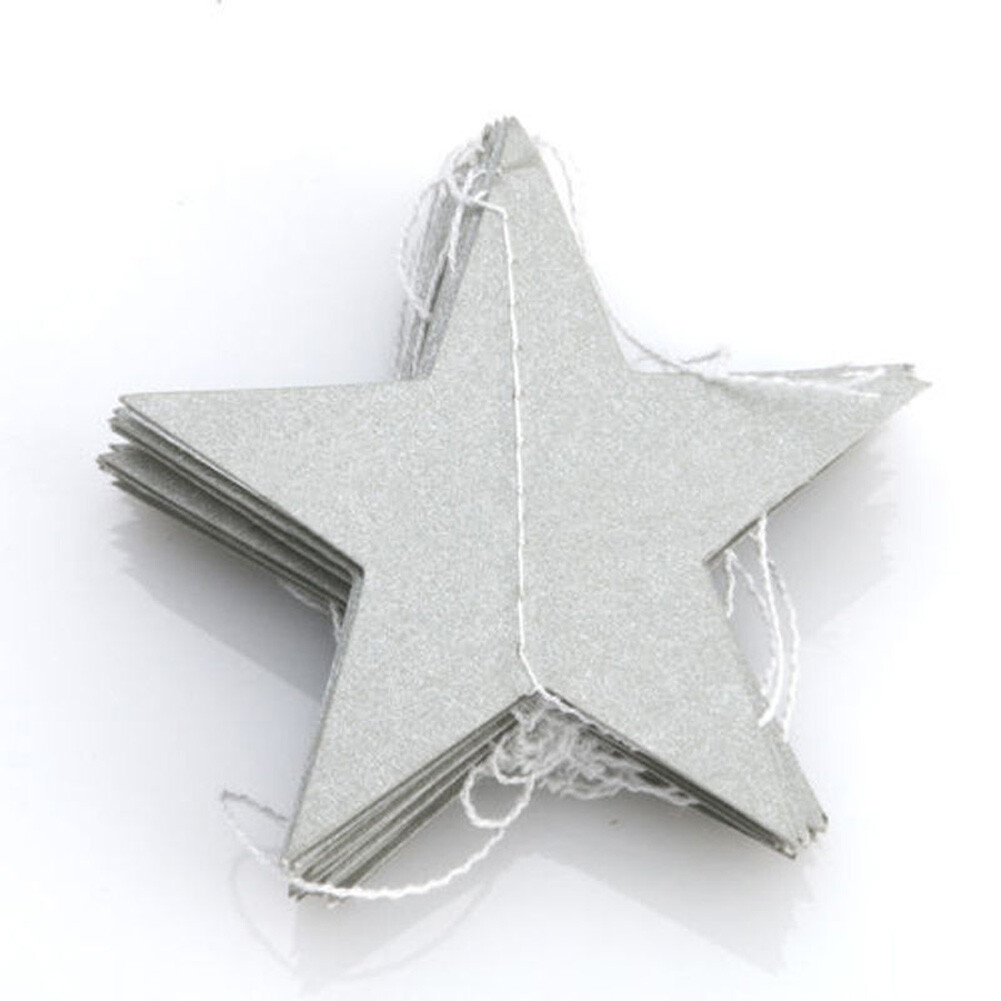 Gold Silver Paper Star Hanging Garland Decoration 13 Foot Long String (2pack) gallery