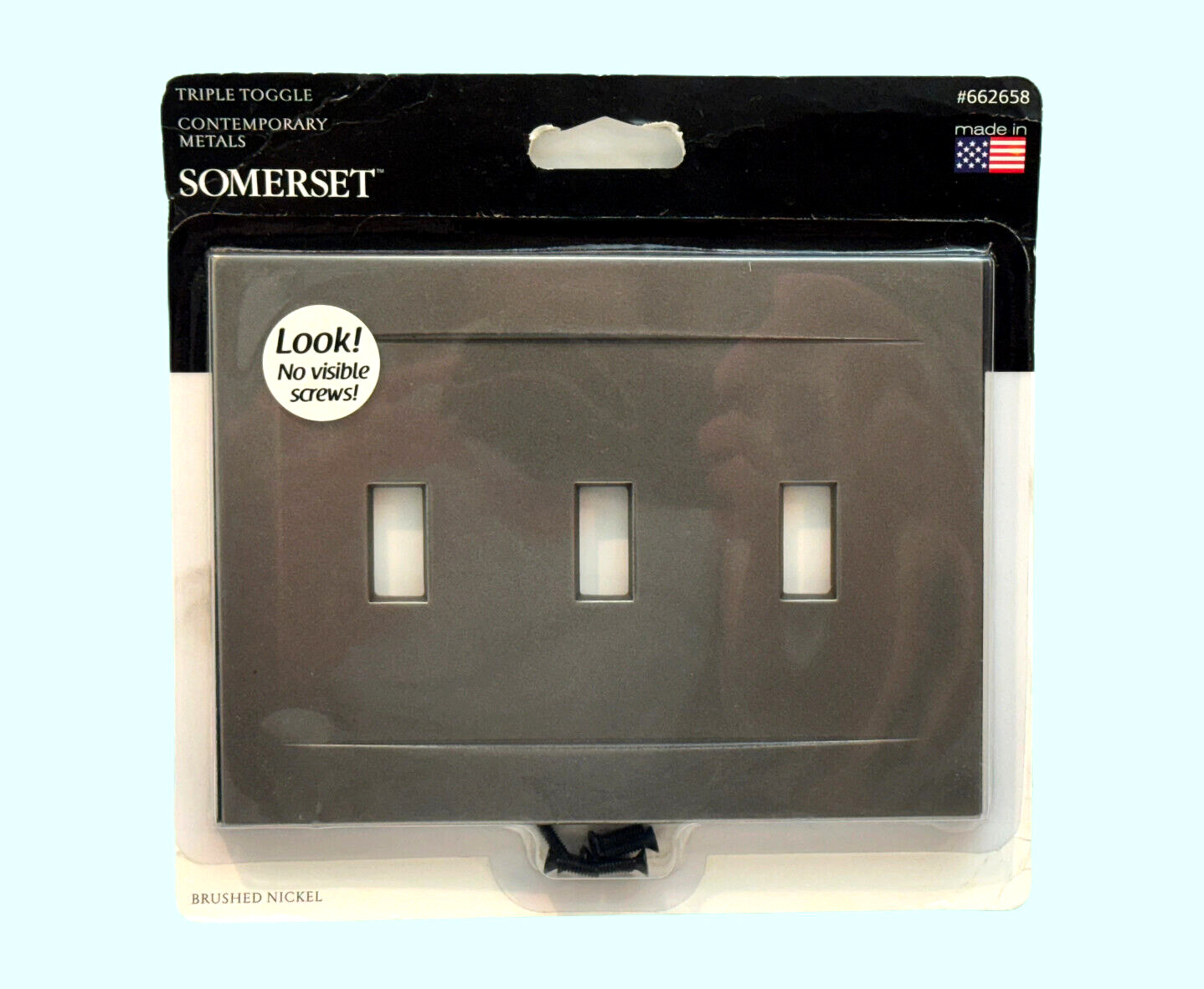 Somerset Triple Toggle Switchplate Cover Brushed Nickel 662658 No Visible Screws gallery