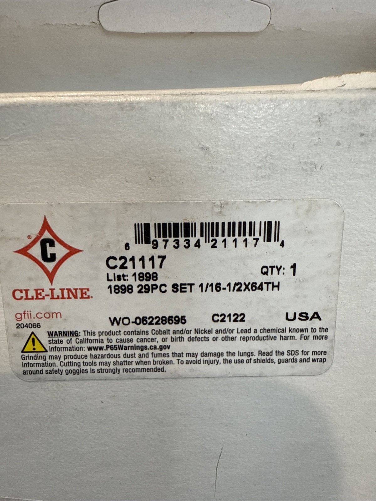 Cle line 29pc Drill Bit Set 1/16-1/2 Jobber Bright Finish HSS C21117 Made in USA gallery