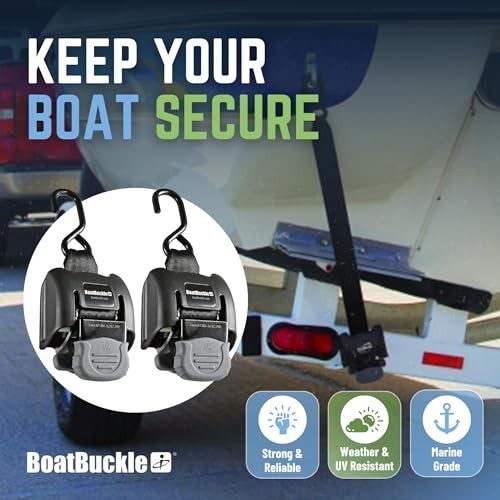 Retractable Boat Tie Down Straps 2 Pack 43 Inch 2500lb Break Strength Ratchet gallery