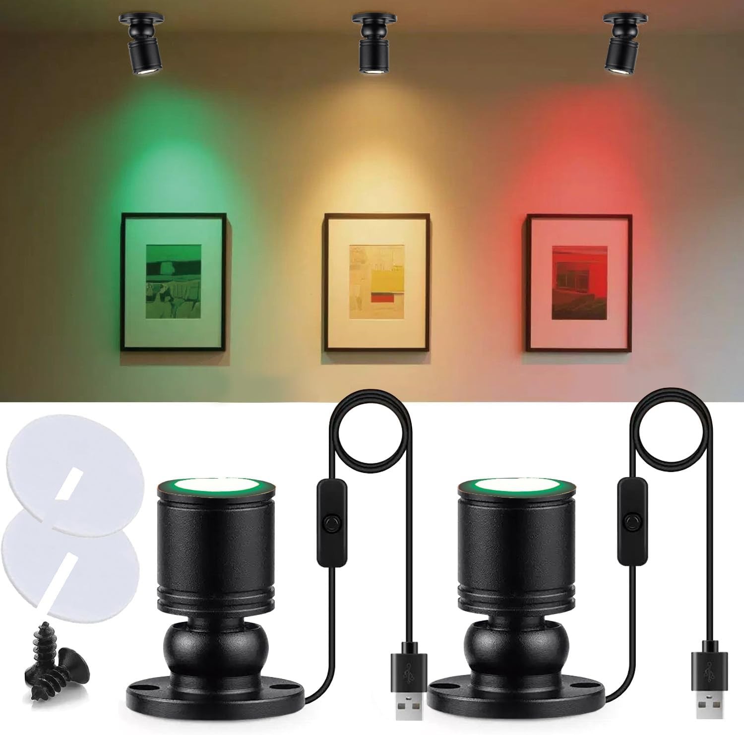 USB Powered Mini Spotlights for Displays 2-Pack –5V Small LED Spot Lights Indoor gallery