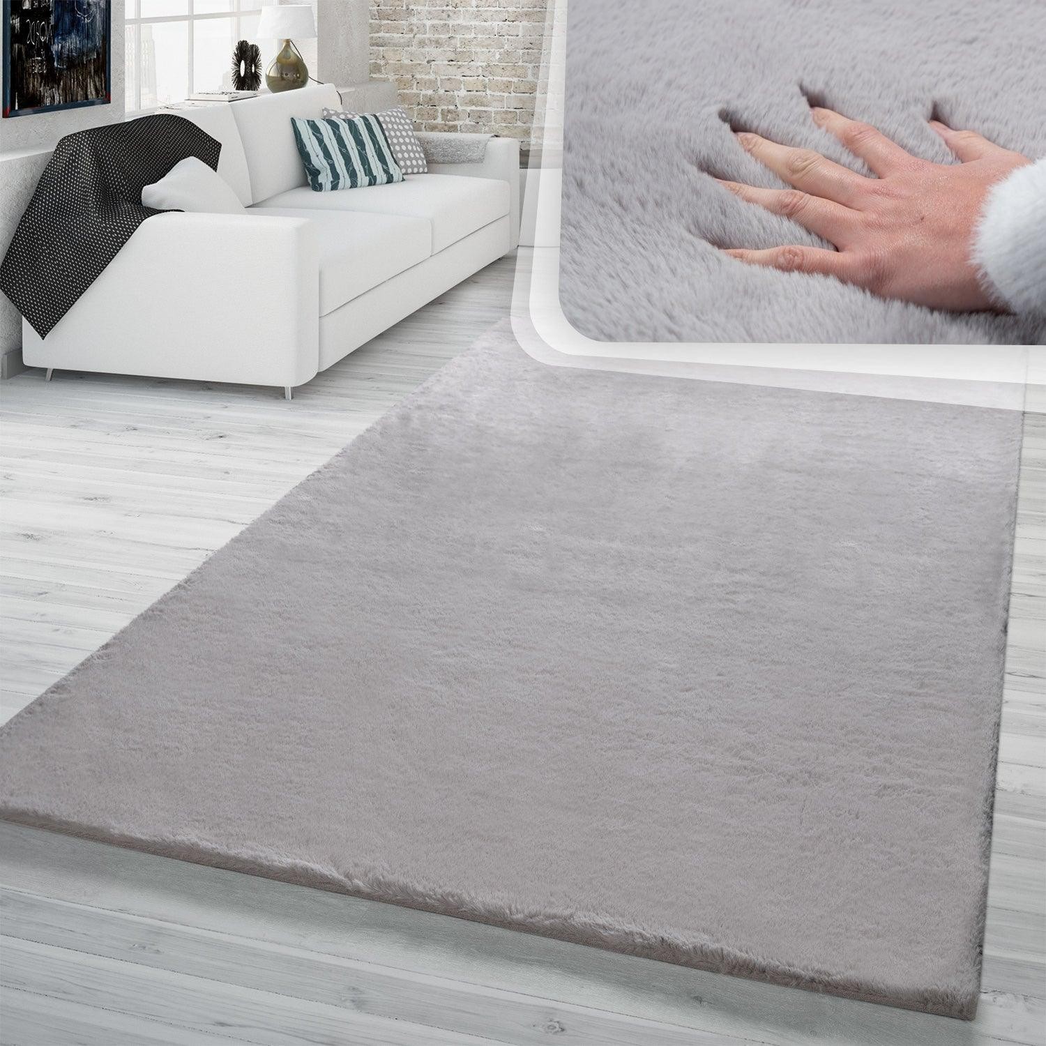 Super Soft Area Rug Fluffy High Pile Cosy Luxurious Touch in Solid Grey gallery