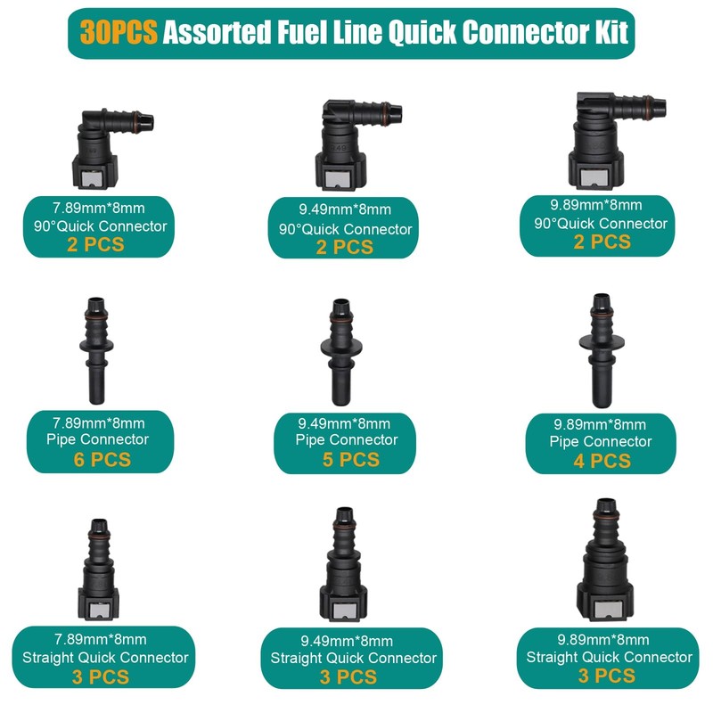 30pcs Assorted Fuel Line Quick Connector Set, Fuel Line Repair Kit Hose... gallery